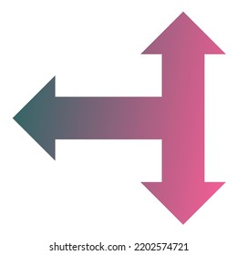 Left Three Way Arrow Icon Gradient Vector