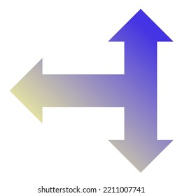Vector de degradado de icono de flecha de tres vías izquierda