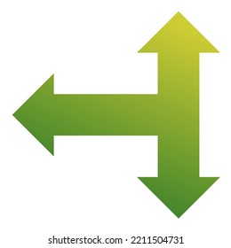 Left Three Way Arrow Icon Gradient Vector