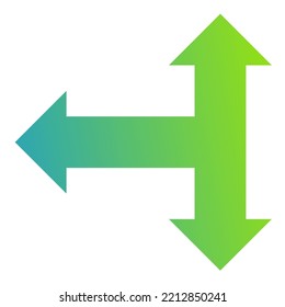 Left Three Way Arrow Icon Gradient Vector