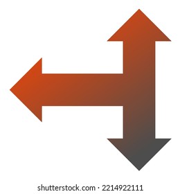 Left Three Way Arrow Icon Gradient Vector