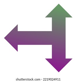Left Three Way Arrow Icon Gradient Vector