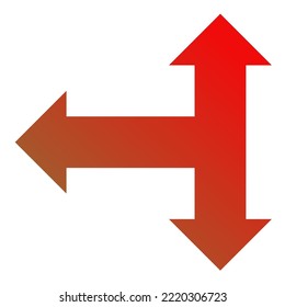 Vector de degradado de icono de flecha de tres vías izquierda
