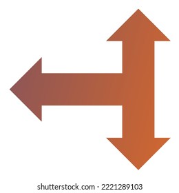 Vector de degradado de icono de flecha de tres vías izquierda