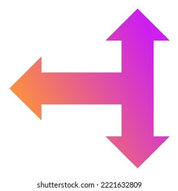 Vector de degradado de icono de flecha de tres vías izquierda