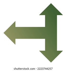 Left Three Way Arrow Icon Gradient Vector