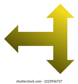 Left Three Way Arrow Icon Gradient Vector