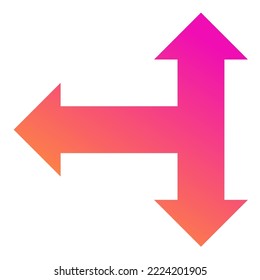 Left Three Way Arrow Icon Gradient Vector