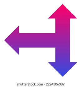 Vector de degradado de icono de flecha de tres vías izquierda