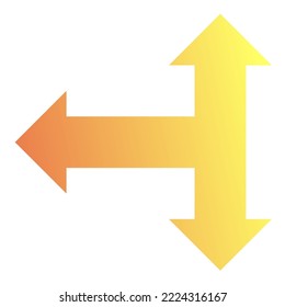 Left Three Way Arrow Icon Gradient Vector
