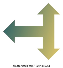 Left Three Way Arrow Icon Gradient Vector
