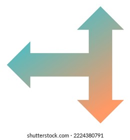 Left Three Way Arrow Icon Gradient Vector