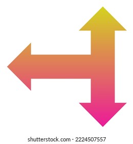Left Three Way Arrow Icon Gradient Vector
