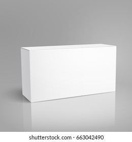 left tilt blank paper box 3d illustration, can be used as design element, isolated gray background, elevated view