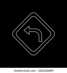 Left turn ahead vector line icon