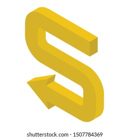 
Left turn arrow in isometric design 
