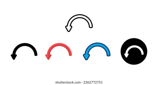 
izquierda
 conjunto de iconos de conjunto de flecha de giro con 5 tipos diferentes de estilos, línea, línea de color, color plano, redondo, relleno negro.
