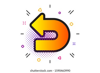 Left turn direction symbol. Halftone circles pattern. Undo arrow icon. Navigation pointer sign. Classic flat undo icon. Vector