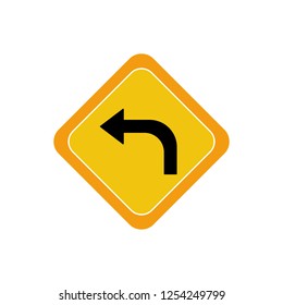 Left turn Flat multi color icon