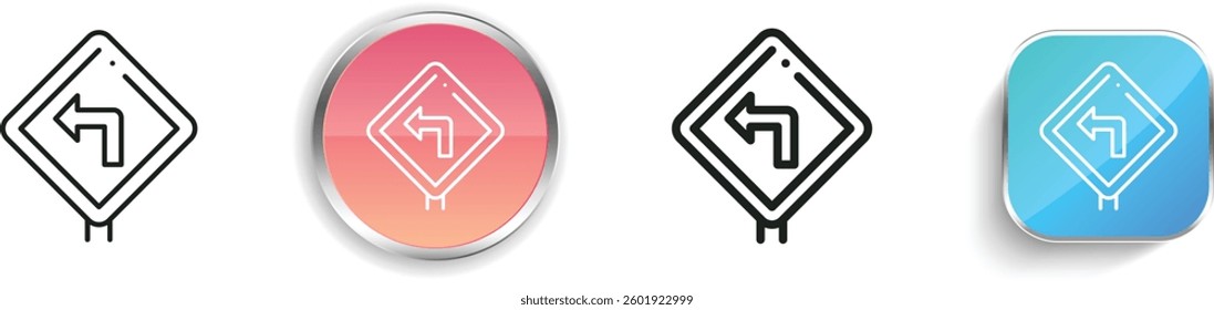 left turn icon. Thin Linear, Regular and Button Style Design Isolated On White Background