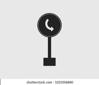 Left turn Rounded arrow sign icon of highway