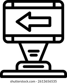 Left Turn Sign Line Vector Icon Design