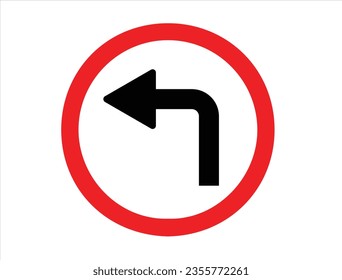 Left turn sign vector art white background