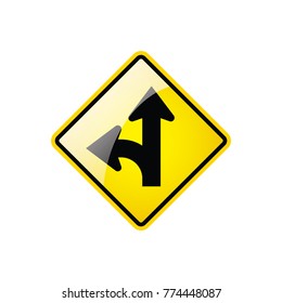 left Turn Split Symbol icon on white background, Attracting attention,Compulsory, Control ,practice, Security first sign, Idea for graphic,web design,EPS10.