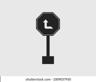 Left  Turn Symbol Icon of Highway