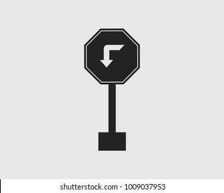 Left  Turn Symbol Icon of Highway