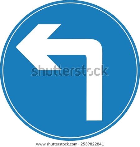 Left Turn Traffic Sign - Blue Circular Road Indicator