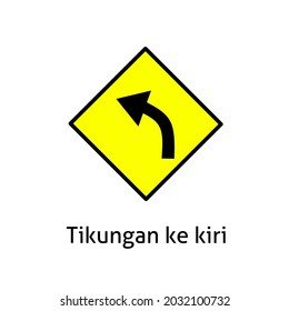 left turn traffic sign vector symbol icon