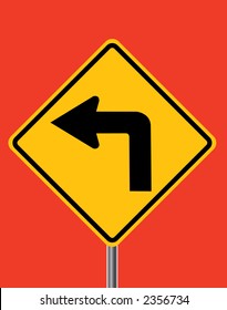 Left Turn traffic Sign - VECTOR
