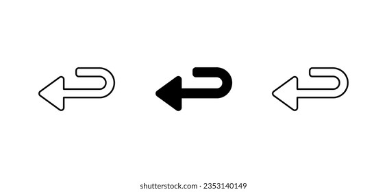 Linkes U Turn-Symbol-Design mit weißem Hintergrund - Stockillustration