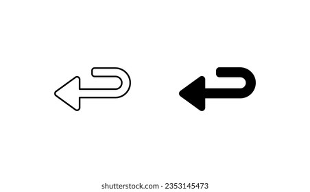 Linkes U Turn-Symbol-Design mit weißem Hintergrund - Stockillustration