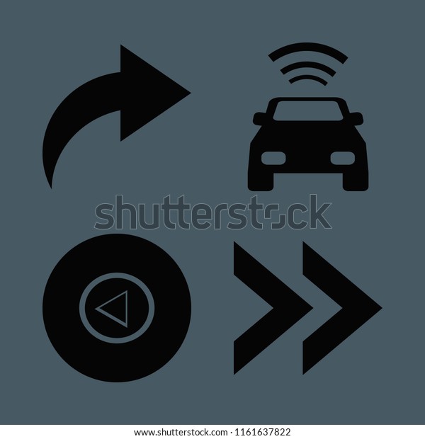 left vector icons set. with right arrow, left\
arrow and car with signal in\
set