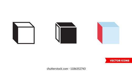 Left view icon of 3 types: color, black and white, outline. Isolated vector sign symbol.