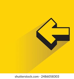 left way arrow with shadow on yellow background