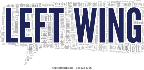 Left Wing word cloud conceptual design isolated on white background.