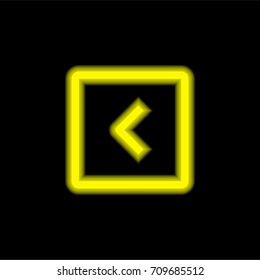 Left yellow glowing neon ui ux icon. Glowing sign logo vector
