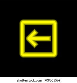 Left yellow glowing neon ui ux icon. Glowing sign logo vector