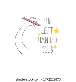 The left-handed club symbol. Left hand holds a pen and writes. Vector illustration for left-handers resources like websites, stores etc