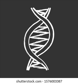 Left-handed DNA helix chalk icon. Z-DNA. Deoxyribonucleic, nucleic acid structure. Spiral strand. Chromosome. Molecular biology. Genetic code. Genome. Genetics. Isolated vector chalkboard illustration