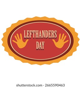 Lefthanders Day commercial sticker, vector illustration
