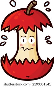 Apfelkarikaturencharakter fühlt sich traurig