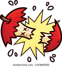 Leftover apple cartoon character get broken