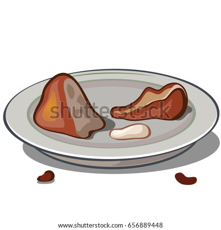 Leftovers are on the plate isolated on white background. Vector cartoon close-up illustration.
 ストックフォト © 