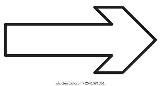 A left-pointing arrow with a simple black outline on a white background. Themes include direction, navigation, pointing, symbols. Black arrow icon vector. long arrow symbol. 