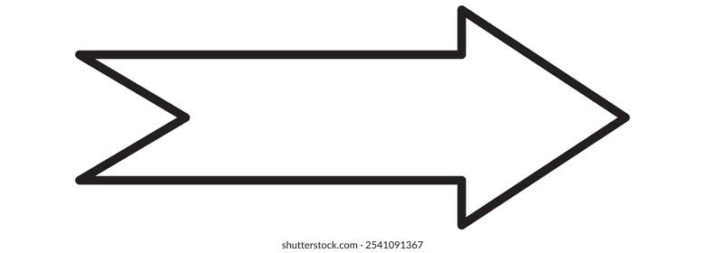 A left-pointing arrow with a simple black outline on a white background. Themes include direction, navigation, pointing, symbols. Black arrow icon vector. long arrow symbol. 