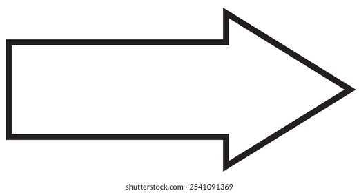 A left-pointing arrow with a simple black outline on a white background. Themes include direction, navigation, pointing, symbols. Black arrow icon vector. long arrow symbol. 